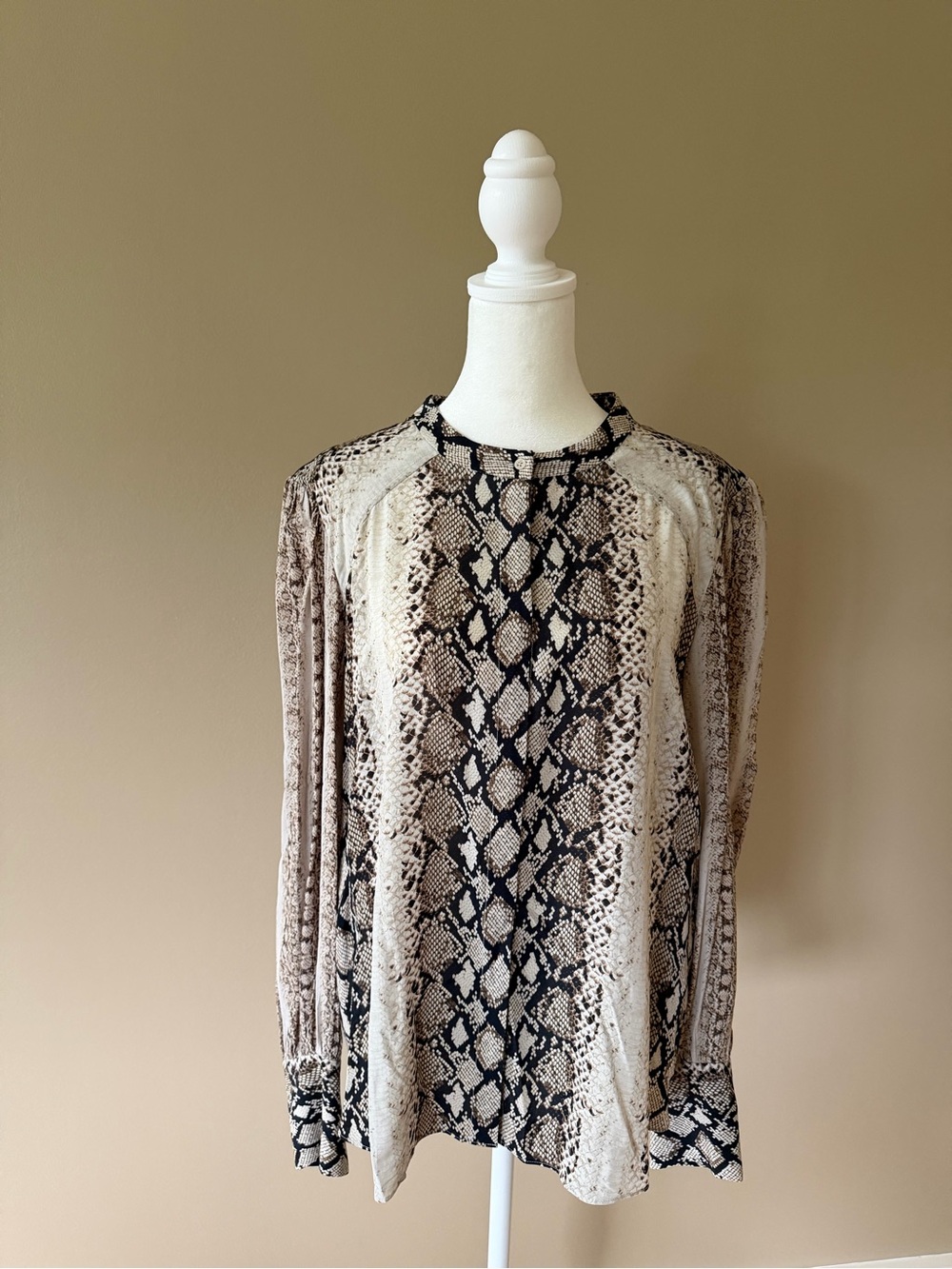 Joie Neutral Animal-Print Button-Down Blouse